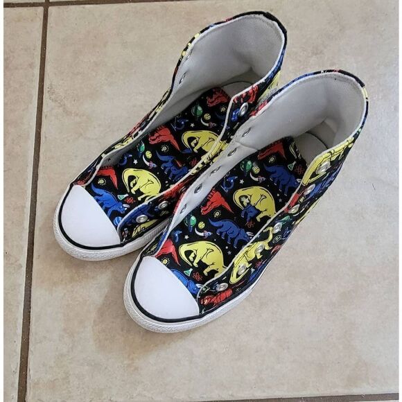 vans junior colorful dinosaur sneaker size 2 high top - Picture 3 of 6